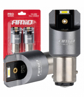 Żarówki LED FULL CANBUS PRO BAY15D P21/5W 2x1860SMD białe 12V 24V AMiO 03595