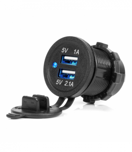 Ładowarka samochodowa z gniazdami USB wodoodporna 3.1A 2xUSB 12V 24V AMiO 04216