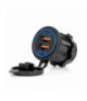 Ładowarka samochodowa z gniazdami USB wodoodporna 2xUSB QC3.0 12V 24V AMiO 04218