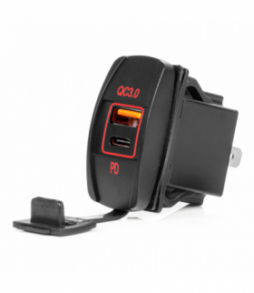 Ładowarka samochodowa z gniazdami USB wodoodporna w kształcie łódki USB + USB-C QC3.0 12V 24V AMiO 04229