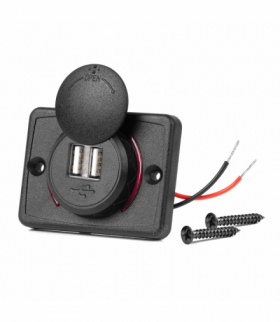 Ładowarka samochodowa z gniazdami USB wodoodporna kwadratowa 2x USB 12V 24V AMiO 04230