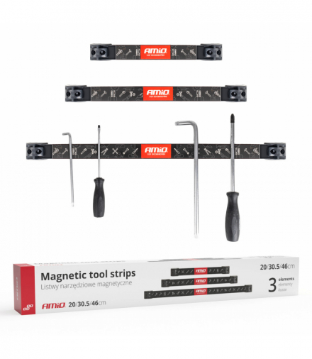 Uchwyty listwy magnetyczne na narzędzia 1x20cm 1x30,5cm 1x46cm zestaw AMiO 04263