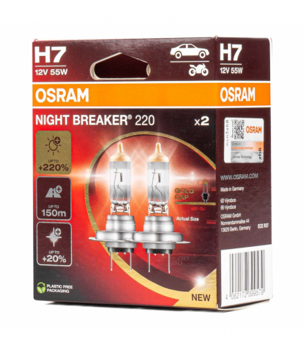 Żarówki halogenowe Osram H7 12V 55W PX26d NIGHT BREAKER +220% 2 sztuki Osram O-64210NB220-2HB DUO