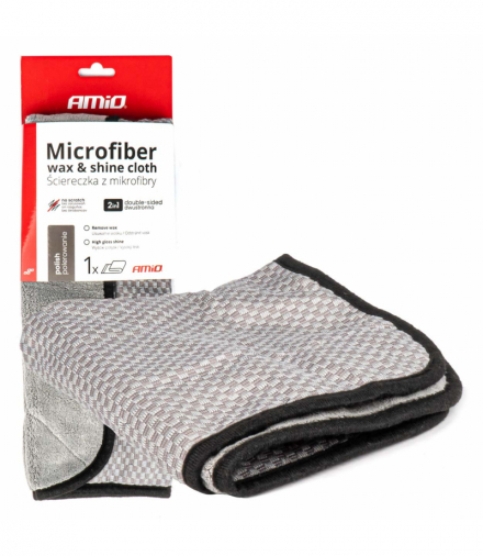 Mikrofibra ścierka 2w1 do polerowania i nabłyszczania samochodu 40x40 cm 600 g AMiO 03976