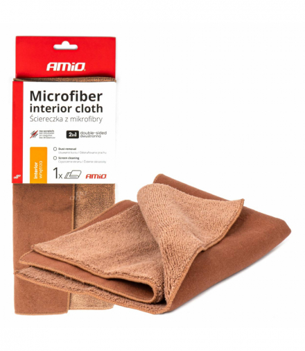 Mikrofibra ścierka 2w1 do czyszczenia wnętrza samochodu i ekranów 30x30 cm 500g AMiO 03982