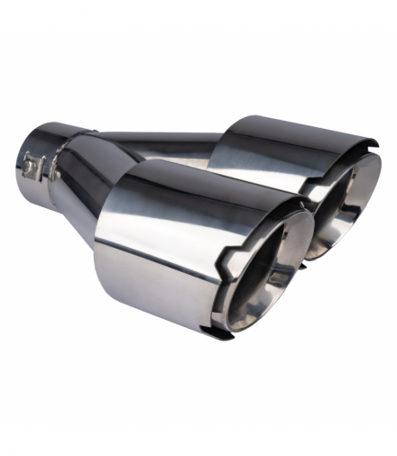 Końcówka tłumika wydechu stal nierdzewna podwójna prawa chrom AMiO 04068