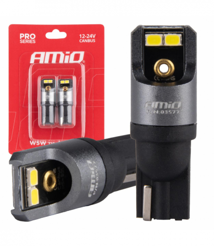 Żarówki LED CANBUS PRO T10 W5W 4x2016 SMD białe 12V 24V AMiO 03577
