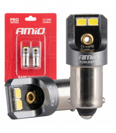 Żarówki LED CANBUS PRO T4W BA9S 4x2016 SMD białe 12V 24V AMiO 03579