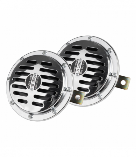 Klakson sygnał dźwiękowy chrom 125 mm 12V AMiO 04074