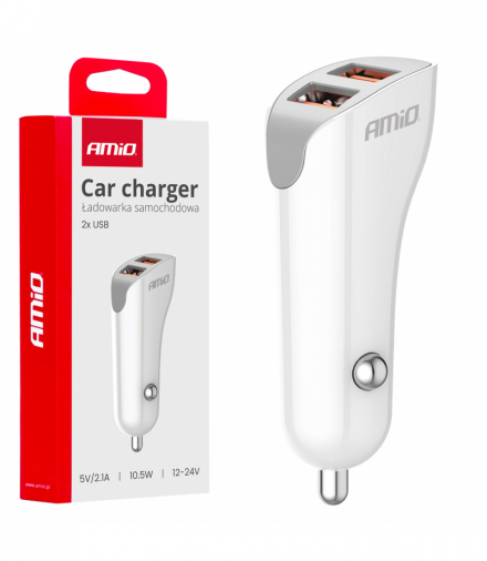 Ładowarka samochodowa 2x USB-A 2.1A AMiO 03874