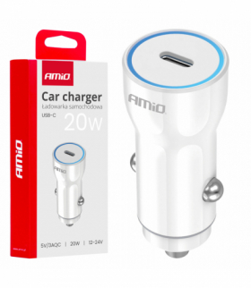 Ładowarka samochodowa USB-C 20W AMiO 03880