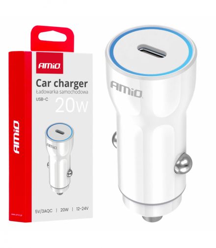 Ładowarka samochodowa USB-C 20W AMiO 03880