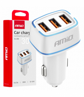Ładowarka samochodowa 3x USB-A 30W AMiO 03889
