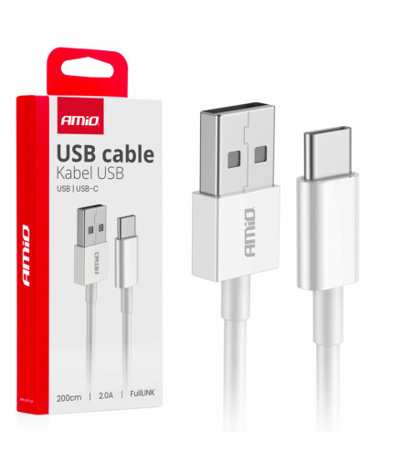 Kabel do ładowania USB-A - USB-C 2A 200cm FullLINK AMiO 03894