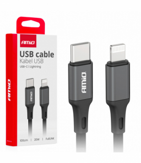 Kabel do ładowania USB-C - LIGHTNING IPHONE PD 20W 100cm FullLINK AMiO 03904