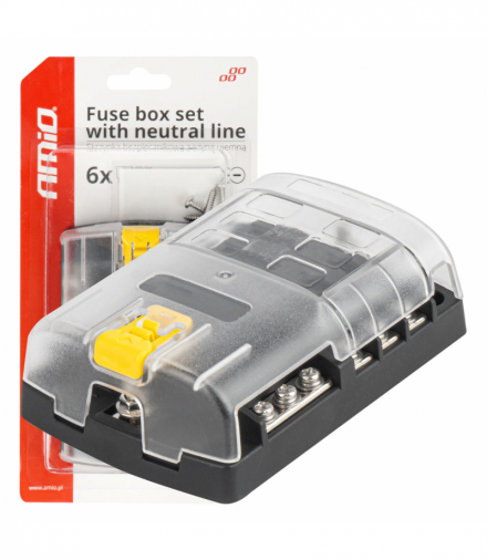 Skrzynka bezpiecznikowa z szyną ujemną konektory śrubowe 6 gniazd AMiO 03833