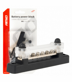 Blok rozdzielczy masy minusa bus bar M6 12V - 48V 150A AMiO 03809