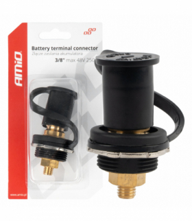 Złącze zasilania akumulatora czarne minus z zaślepką 3/8 M10 12V 24V 48V 250A AMiO 03813