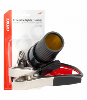 Adapter krokodylki do gniazda zapalniczki 12V 24V 15cm AMiO 03803