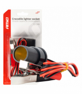 Adapter gniazda zapalniczki z wyjściem na krokodylki 12V 24V 100cm AMiO 03804