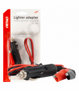 Adapter gniazda zapalniczki z wyjściem na krokodylki 12V 24V 60cm AMiO 03802