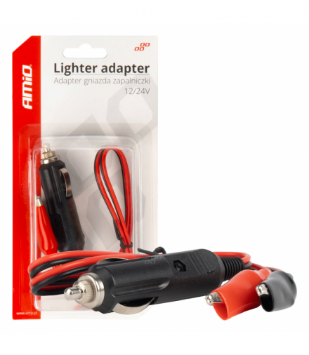 Adapter gniazda zapalniczki z wyjściem na krokodylki 12V 24V 60cm AMiO 03802