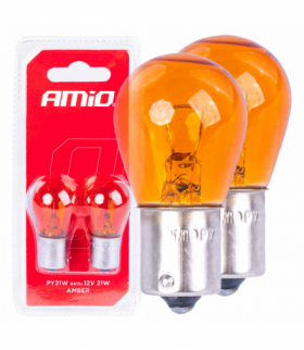 Żarówki halogenowe PY21W BA15S 12V POMARAŃCZOWE 2szt. blister AMiO 04354/03352