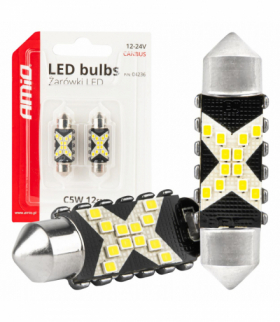 Żarówki LED CANBUS Festoon C5W 12SMD 2016 36mm White 12V 24V AMiO 04236