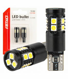 Żarówki LED CANBUS T10 W5W 13SMD 3030 White 12V 24V AMiO 04259