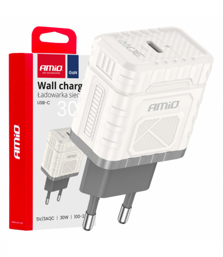 Ładowarka sieciowa Quick Charge GaN PD 30W USB-C AMiO 04285