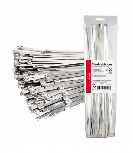 Opaski zaciskowe metalowe ze stali nierdzewnej 4.6x400mm 100 szt. AMiO 04325