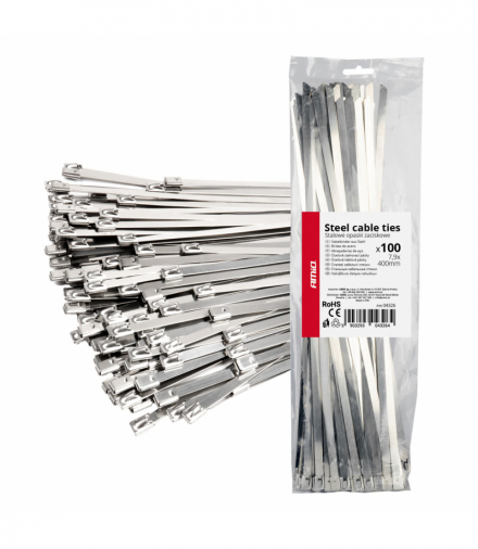 Opaski zaciskowe metalowe ze stali nierdzewnej 7.9x400mm 100 szt. AMiO 04326