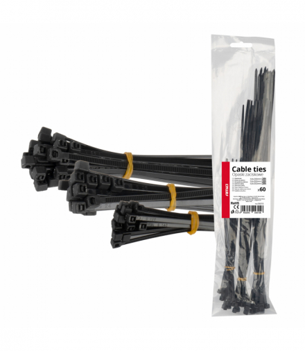 Opaski zaciskowe plastikowe czarne długie zestaw 60 szt. AMiO 04315