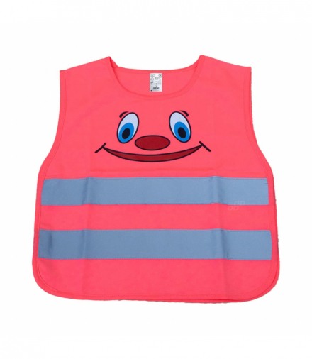Kamizelka ostrzegawcza odblaskowa dziecięca różowa uśmiech AMiO 03988