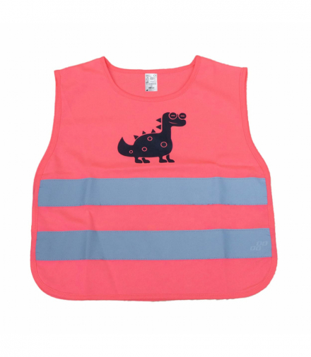 Kamizelka ostrzegawcza odblaskowa dziecięca różowa dinozaur AMiO 03989