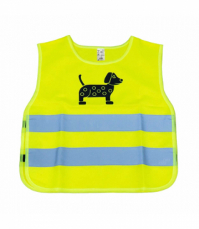 Kamizelka ostrzegawcza odblaskowa dziecięca żółta pies piesek AMiO 03937