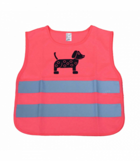 Kamizelka ostrzegawcza odblaskowa dziecięca różowa piesek AMiO 03990