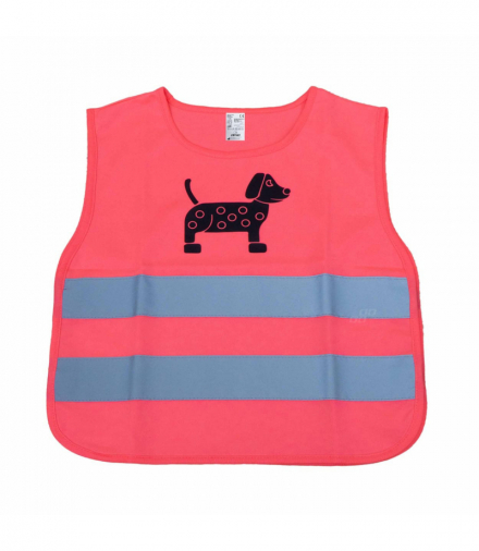 Kamizelka ostrzegawcza odblaskowa dziecięca różowa piesek AMiO 03990
