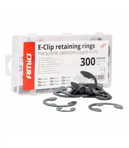 Pierścienie segera e-clip zabezpieczające wewnętrzne zestaw 300 szt. AMiO 04124