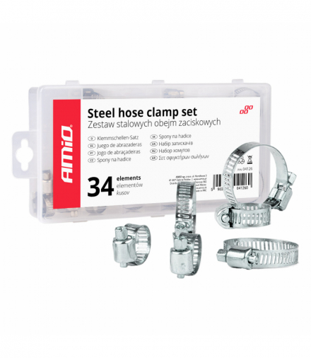 Zestaw opasek zaciskowych ślimakowych opaski zaciskowe cybanty 34 szt. AMiO 04126