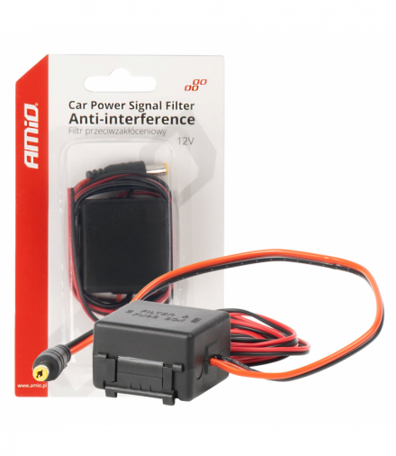 Samochodowy filtr przeciwzakłóceniowy z przetwornikiem DC-DC 12/24V-12V i wtyczką AMiO 04101
