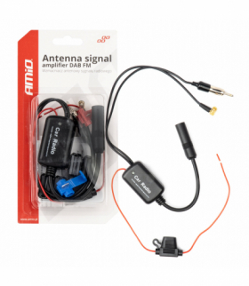 Wzmacniacz antenowy sygnału radiowego 12V DAB FM AMiO 04134