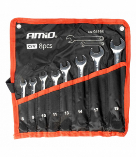 Klucze płaskie oczkowe zestaw kluczy oczkowych 8-19 mm 8 szt. AMiO 04193