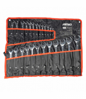 Klucze płaskie oczkowe zestaw kluczy oczkowych 6-32 mm 25 szt. AMiO 04195
