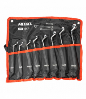 Klucze oczkowe odgięte zestaw kluczy odgiętych 6-22 mm 8 szt. AMiO 04196