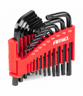 Klucze IMBUS HEX TORX CRV imbusy zestaw czarne 22 szt. AMiO 04297