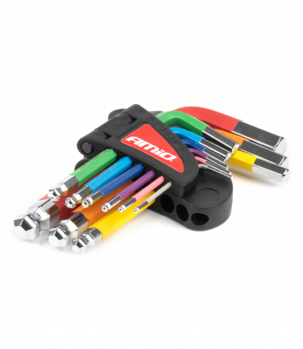 Klucze imbusowe HEX z kulką krótkie imbusy zestaw 9 szt. S2 AMiO 04298