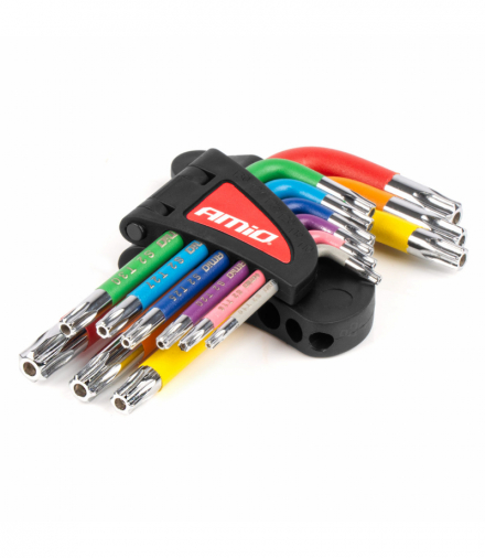 Klucze TORX krótkie zestaw 9 szt. S2 AMiO 04300