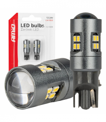 Żarówki LED CANBUS T10 W5W 16SMD 2016 White 12V 24V AMiO 04234