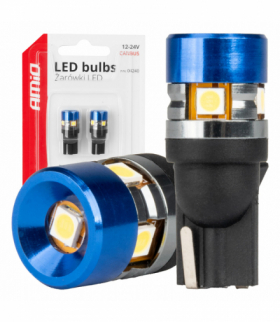 Żarówki LED CANBUS T10 W5W 5SMD 3030 White 12V 24V AMiO 04240